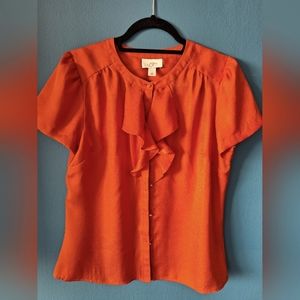 LOFT✨️CLEARANCE Button Up Ruffle Blouse